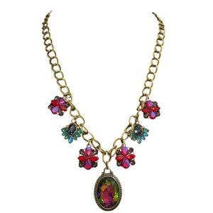 Fuchsia and Blue Oil Spill Necklace